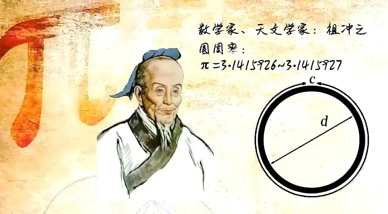 公元五世纪，南朝。一个叫祖冲之的人，把π夹在了3.1415926和3.14159