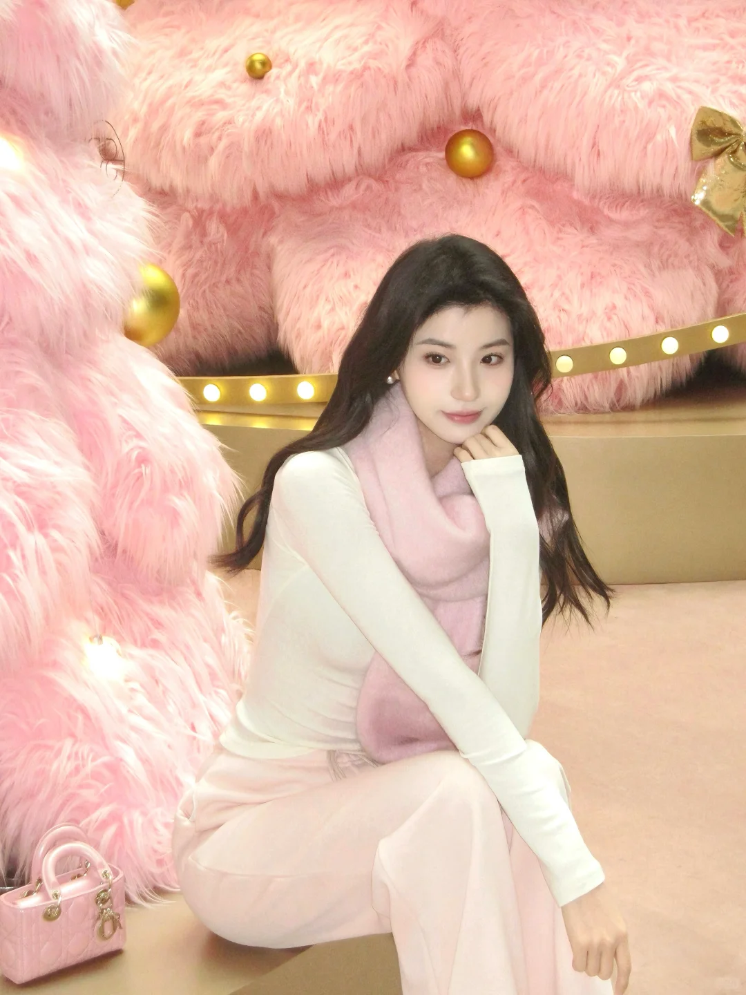 PINK PINK💗在西安！超可爱的粉色毛绒圣诞树