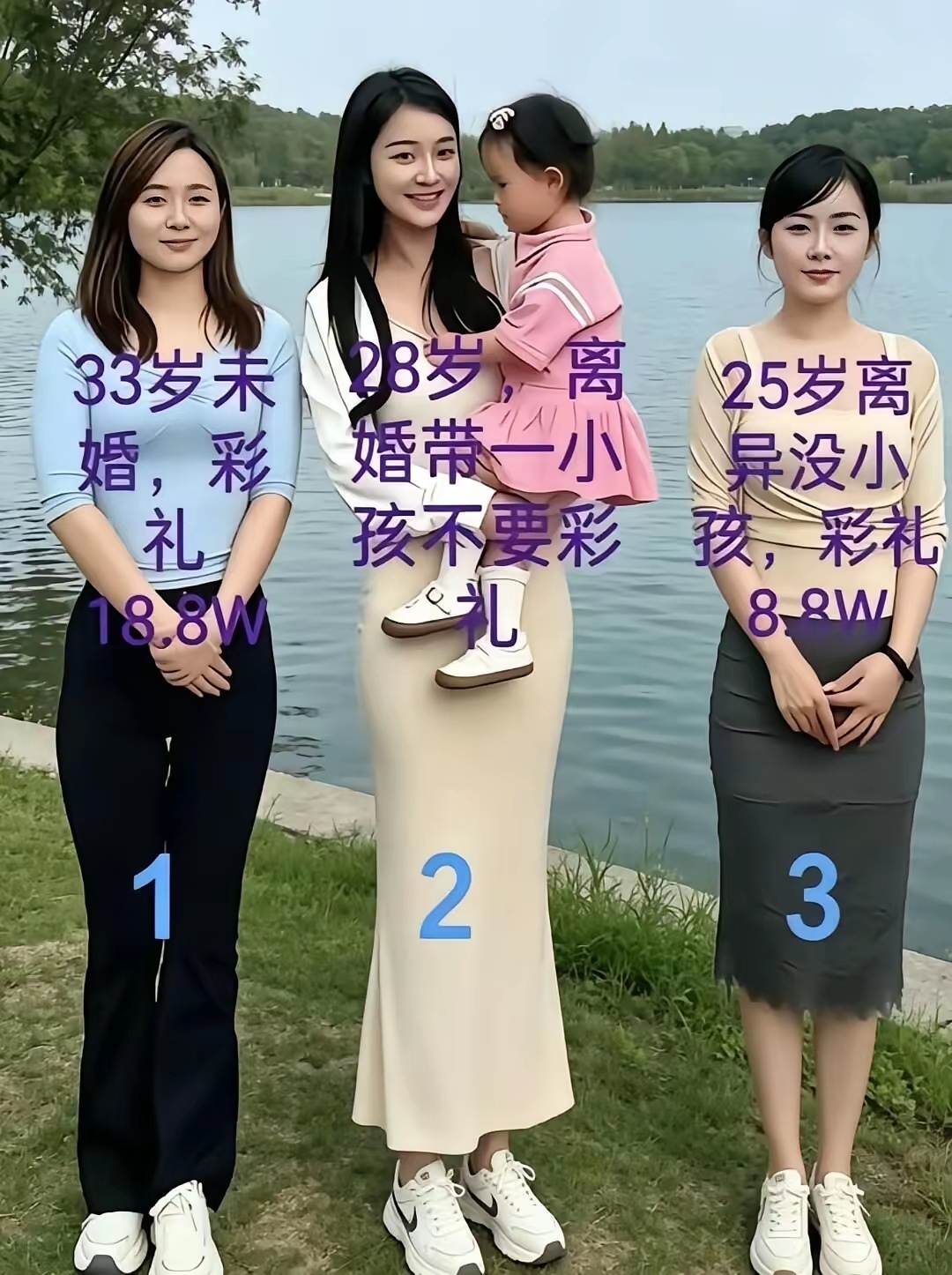 这道选择题你来做，是你你会选谁？1号：33岁未婚，彩礼18.8W2号：28岁，离