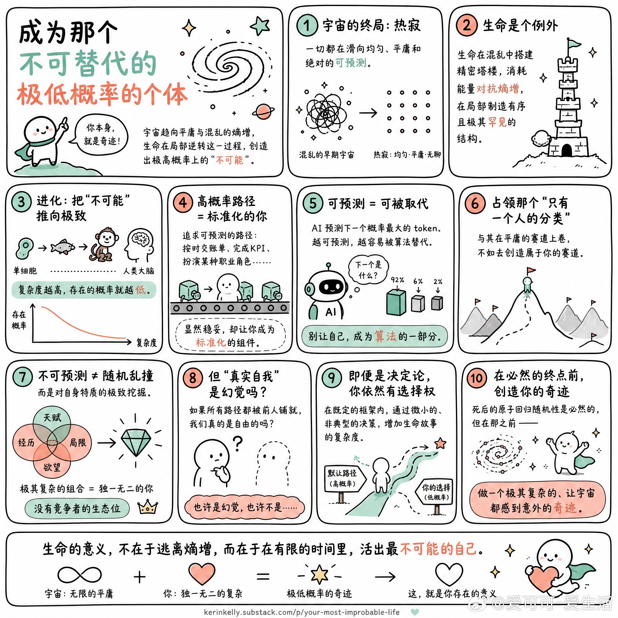 【对抗宇宙平庸，活出独一份的低概率人生】快速阅读：宇宙的本能是趋向平庸与混乱的熵