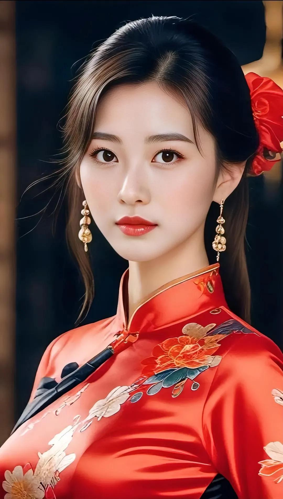 红衣美人，花开富贵。风华绝代俏美女 欣赏绝世佳人 红颜美女风采