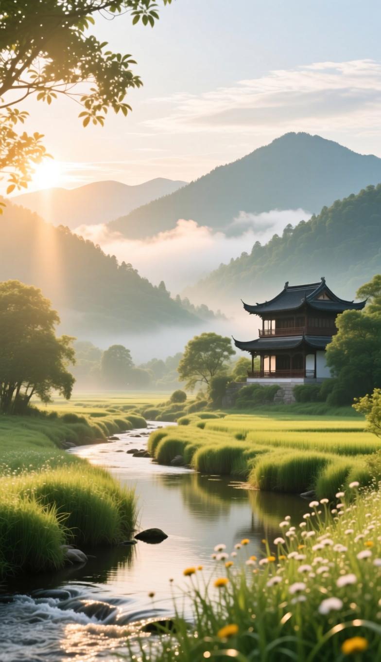 七律•和煦抒怀
 
和风漫拂晓云悠，煦暖晴光入画楼。
远岫含烟凝静气，清溪绕岸蕴