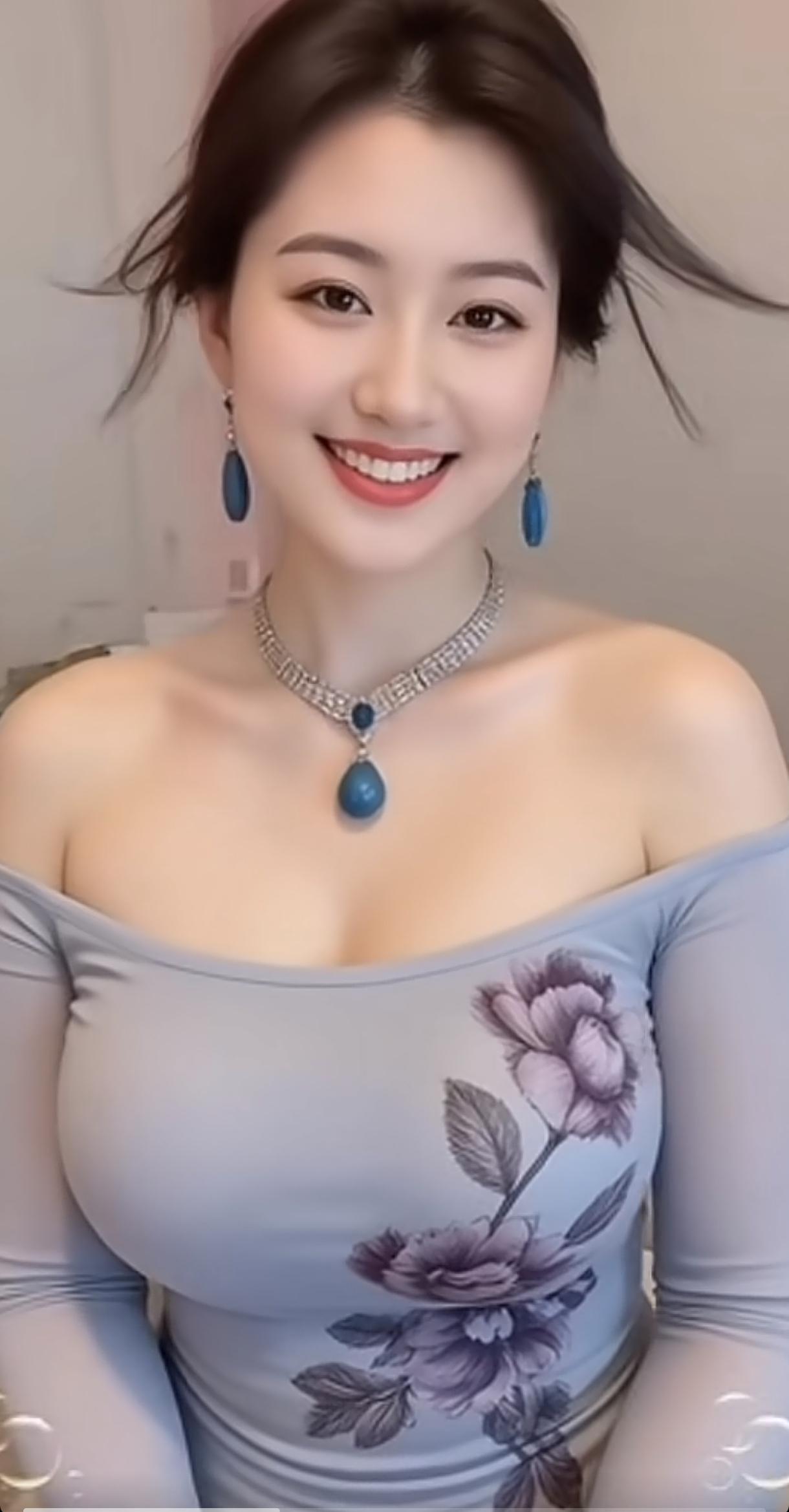 温柔花仙子，蓝宝石项链点缀，优雅动人！🌸✨分享小姐姐的美照 温柔珍珠项链
