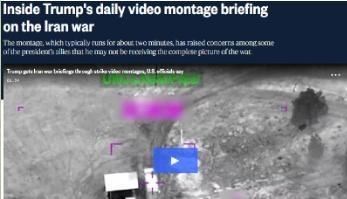 刷小视频误人啊！
NBC：特朗普每天看到的不是简报，而是战争部特供的伊朗战争的集