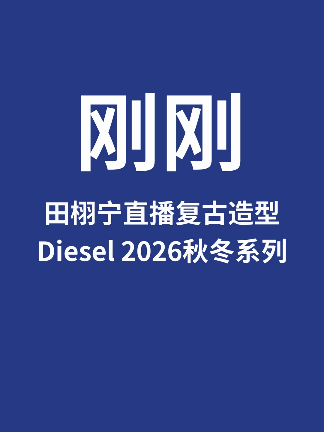 刚刚，田栩宁复古造型Diesel 2026秋冬系列