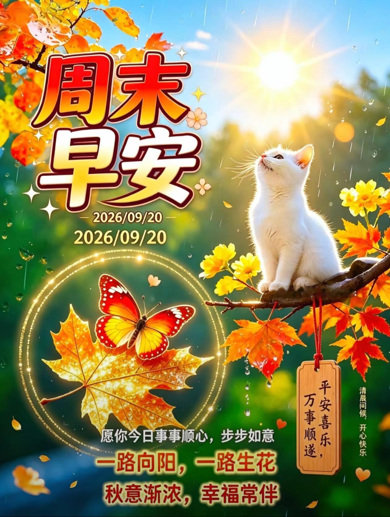 [福]2026./9月20日，周日愉快，愿你被美好偏爱，和舒心相依[福]

☘️