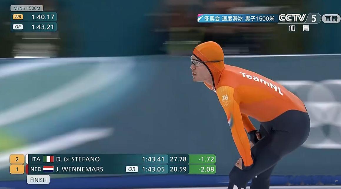 荷兰速度滑冰运动员 Joep Wennemars 速度滑冰1500米新的奥运会记