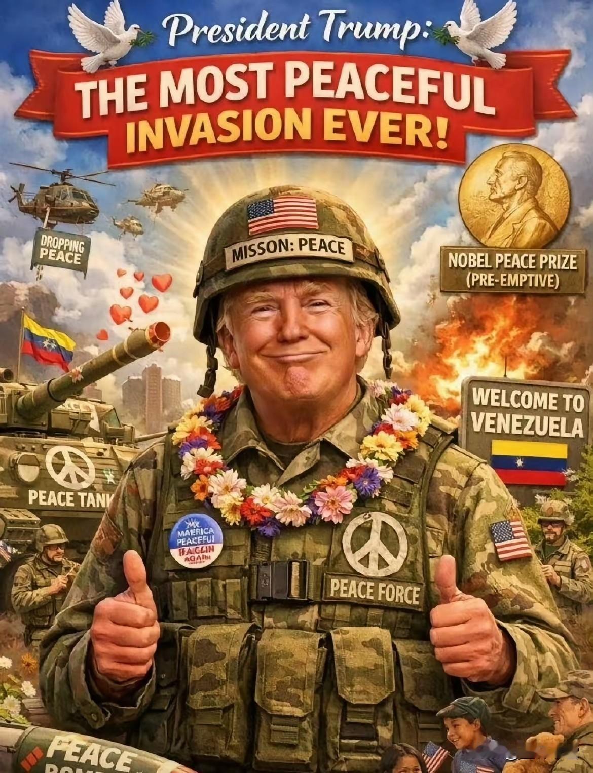 美军航母编队气势汹汹地大兵压境，还号称只需数小时就能“攻克”委内瑞拉。
这看似是