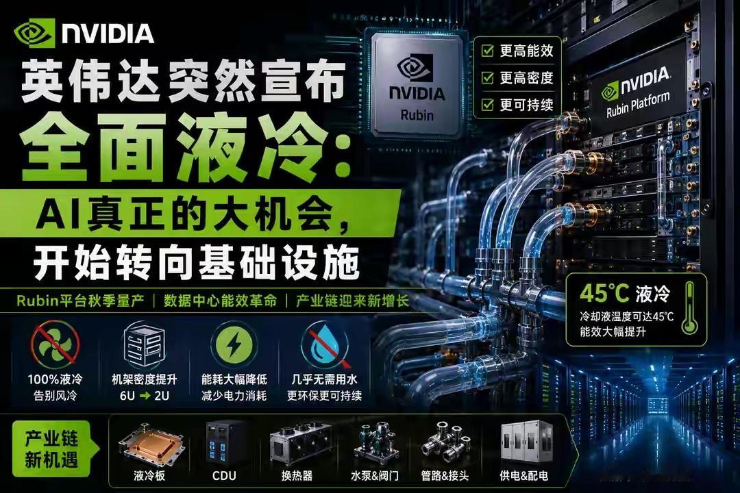 英伟达突然宣布全面液冷：AI真正的大机会，开始转向基础设施过去三年，AI产业一直