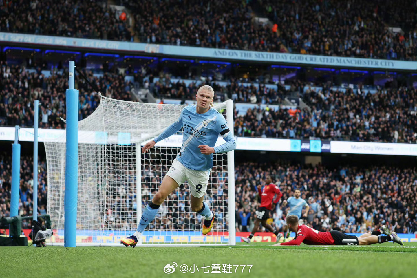 曼城vs曼联哈兰德单刀轻松破门，梅开二度！曼城3-0领先曼联哈兰德梅开二度曼市德