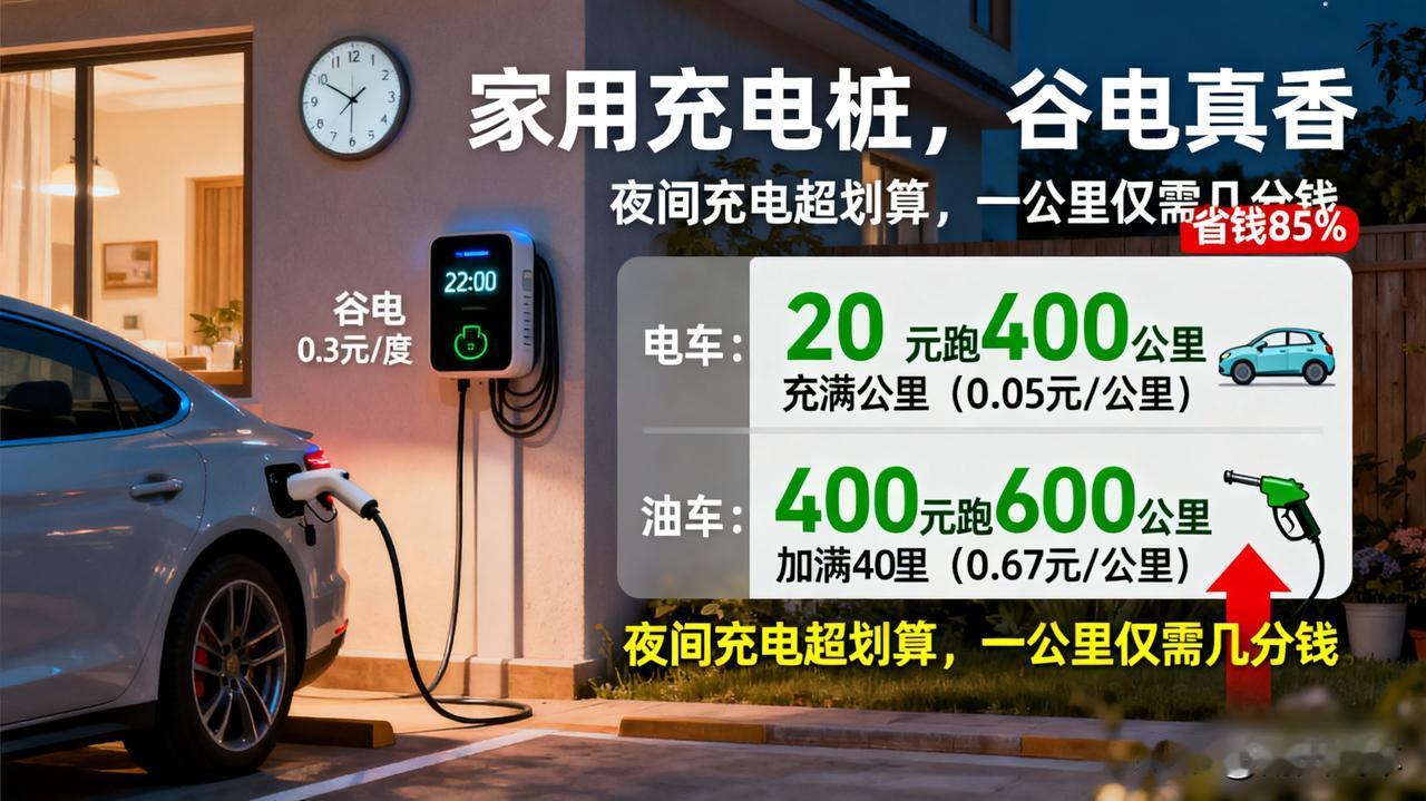 家用充电桩，谷电真香

装了家用充电桩后，才知道电车能这么省！晚上10点后充电，
