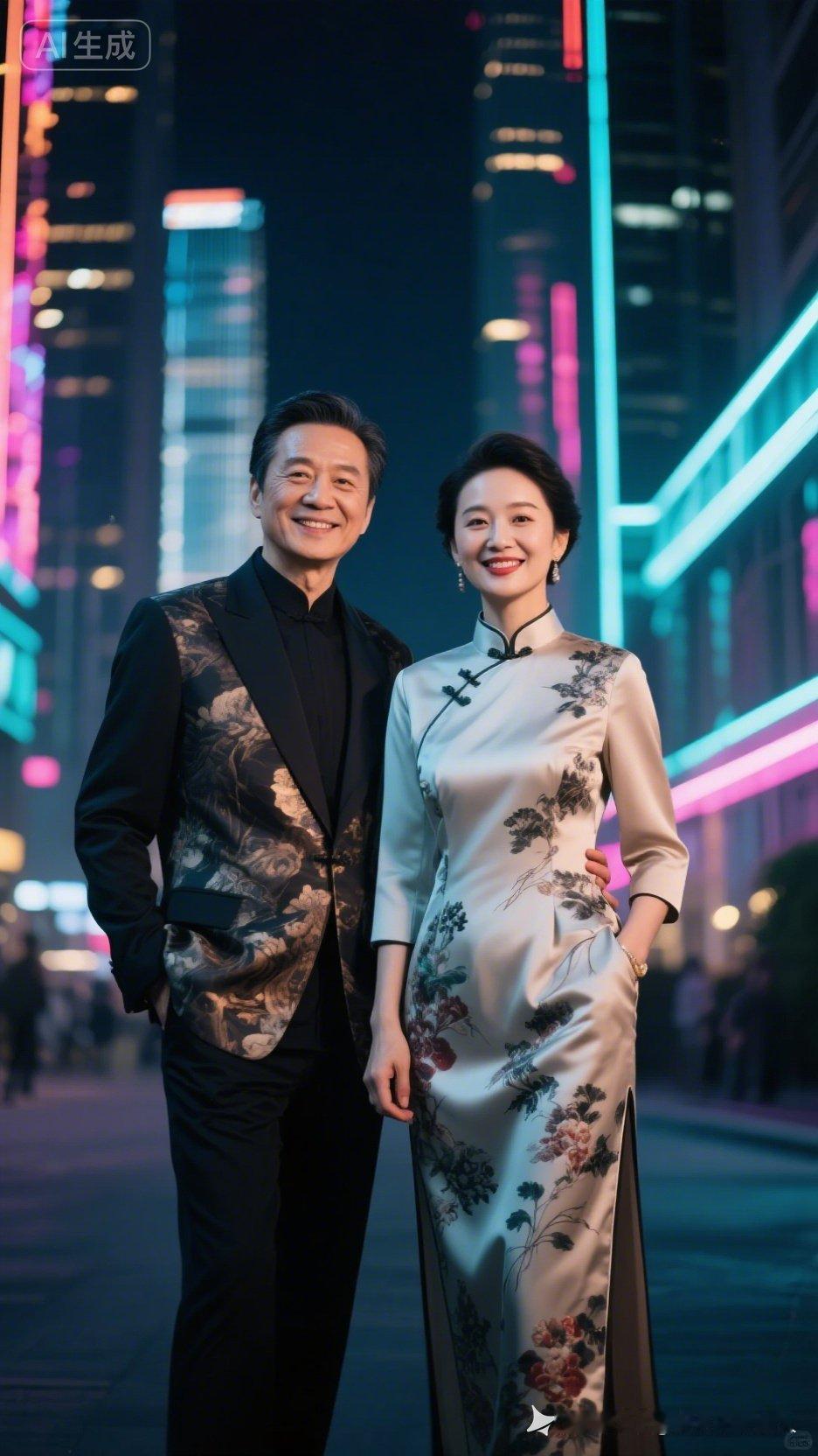 都市夜景下的浪漫约会，时尚与优雅的完美结合🌃✨