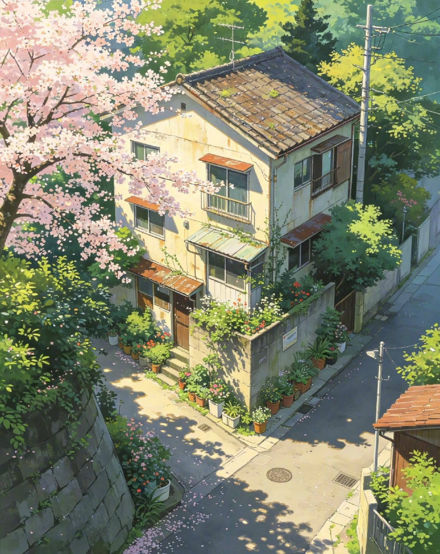 春风暖，一街花树一街云。 