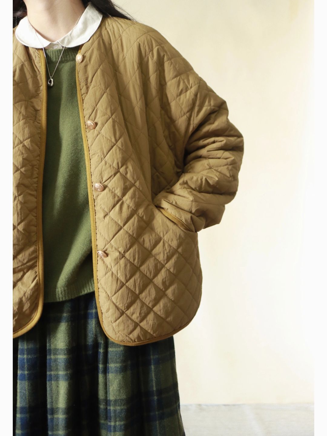 🐰无领棉服搭配娃娃领太乖啦