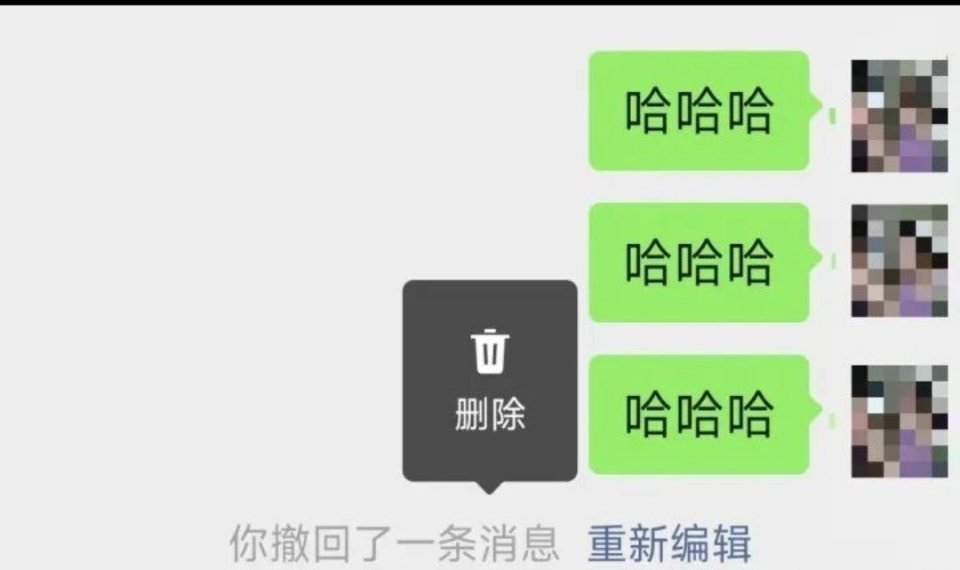 微信撤回消息后可删除提示字微信新版本这个撤回小功能，主打一个掩耳盗铃😂只能删掉