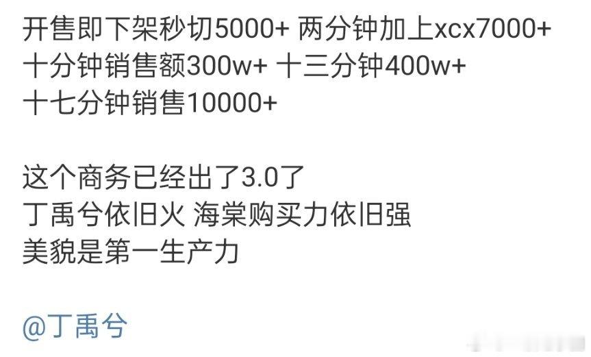 丁禹兮 的商业号召力和海棠姐的购买力恐怖如斯！ ​​​