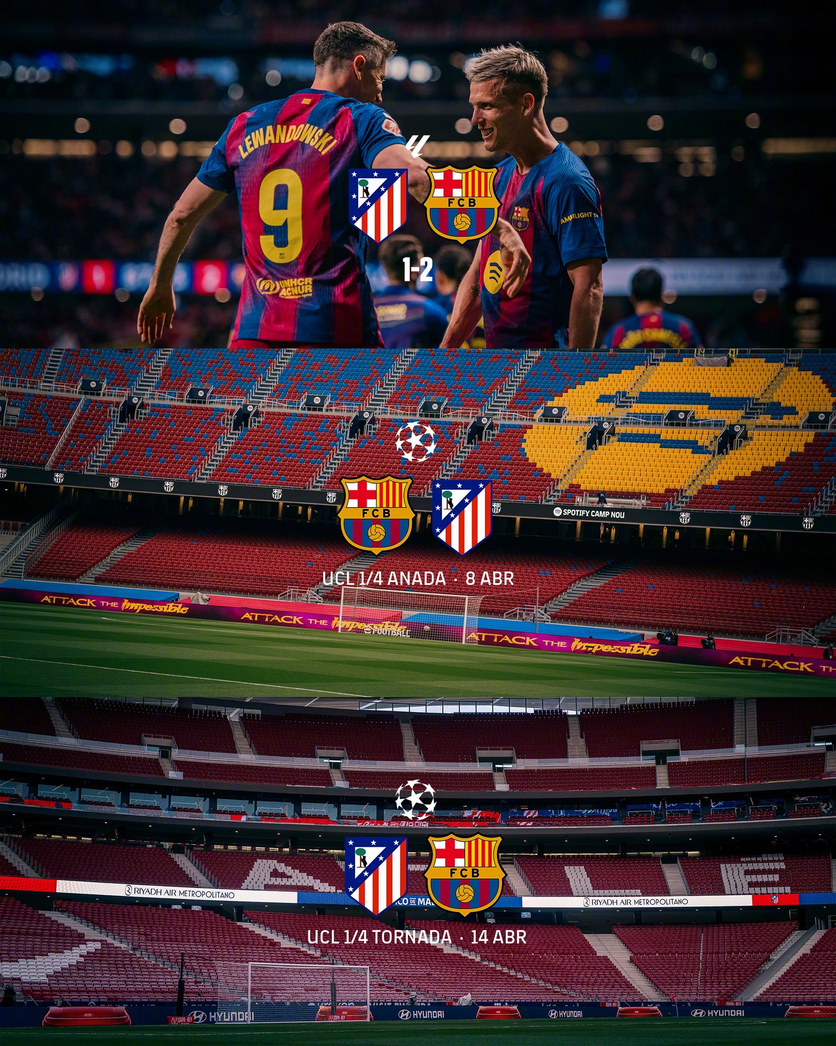 1️⃣联赛客战马竞任务已胜利完成✅2️⃣欧冠1/4决赛首回合主场对阵马竞即将开始