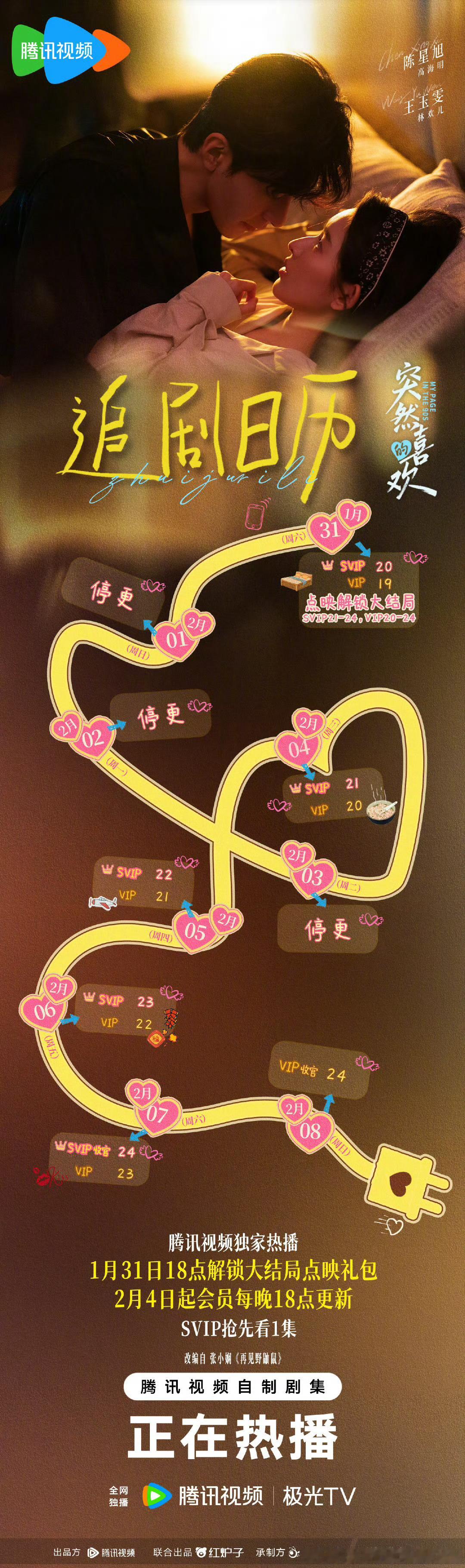 腾讯突然的喜欢1.31开超点，直通大结局。 