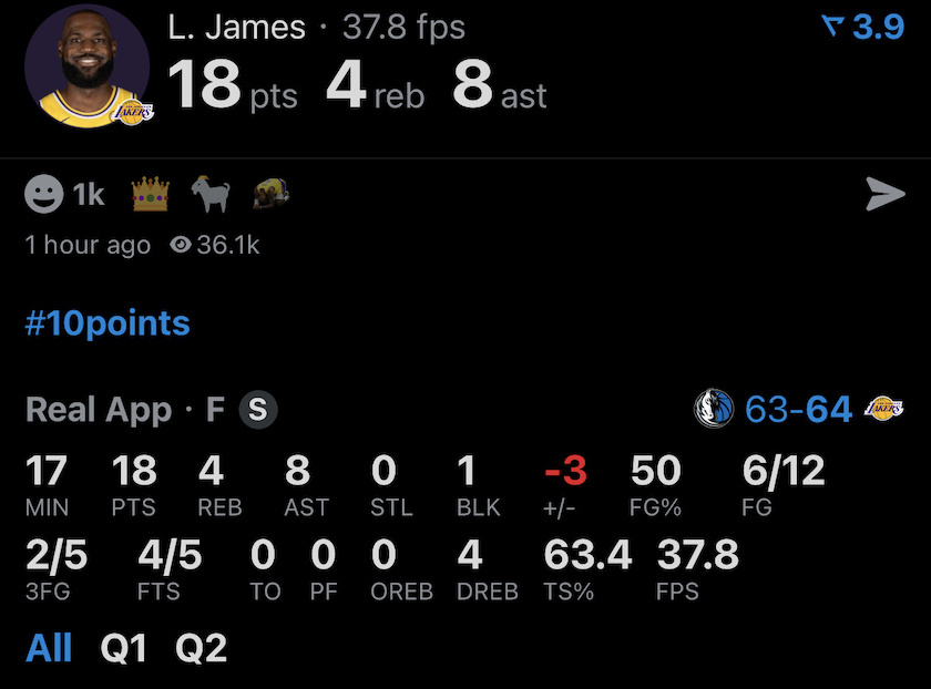 柯凡老师一直说谁刷数据？詹姆斯？？？12投6中，三分球5中2，罚球5中4，拿到1
