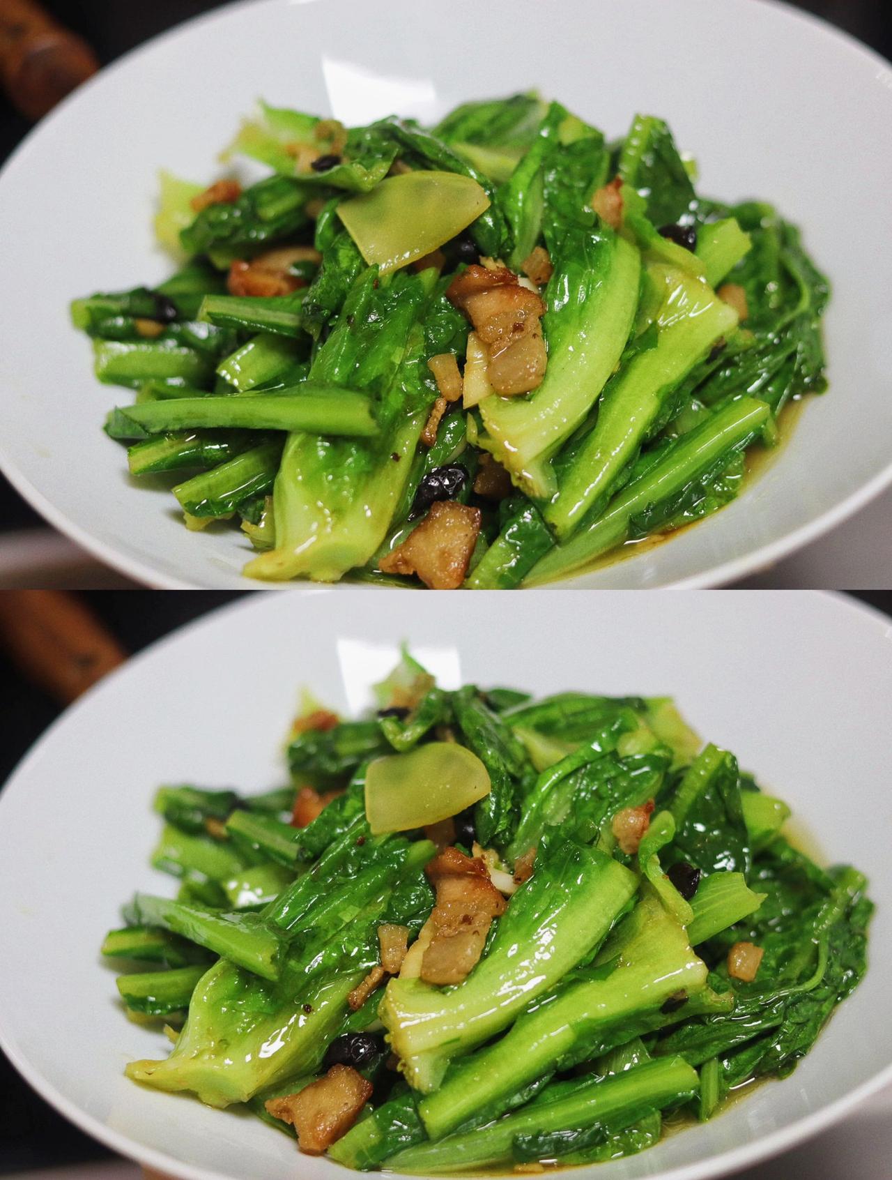 这盘豆豉油麦菜～我先干为敬
要不怎么说吃菜比吃肉更下饭呢
因为好吃的青菜 真的是
