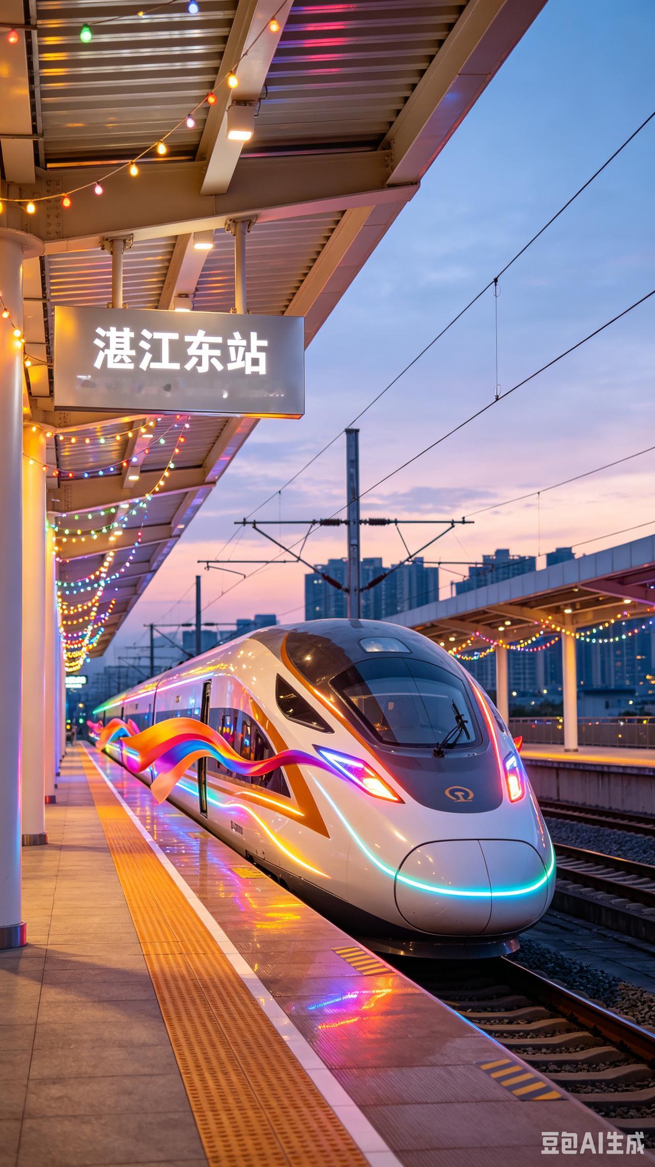 奔赴山海，从大湾区乘风出发
落脚广湛高铁湛江东站，邂逅湛江海东新区。
高铁牵起双