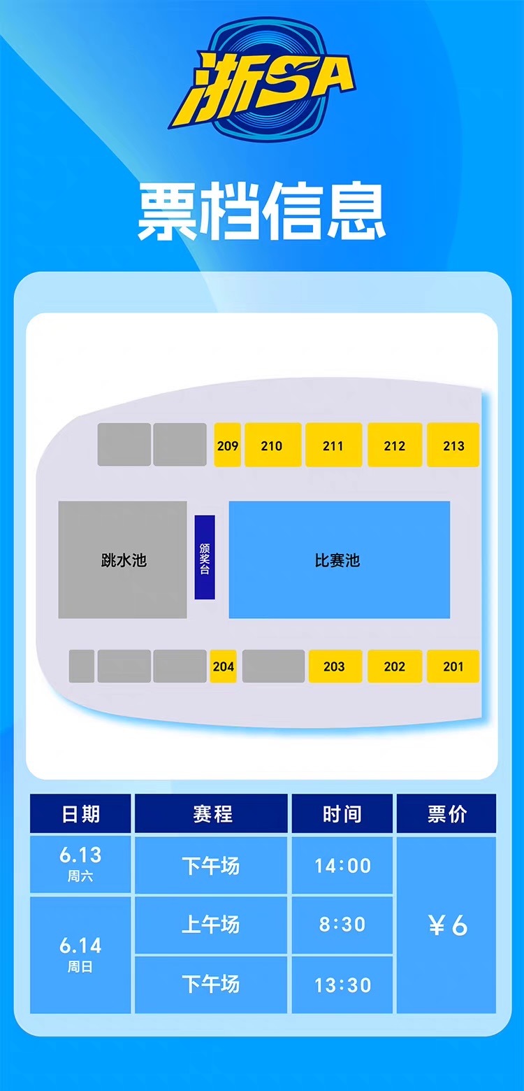 上飞猪抢浙江省城市游泳联赛门票赛事门票仅6元，飞猪是官方正规渠道，购票超安心！赛
