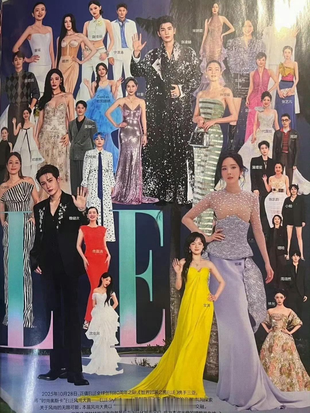 ELLE开年刊内页明星站位，好大一个杨幂、檀健次