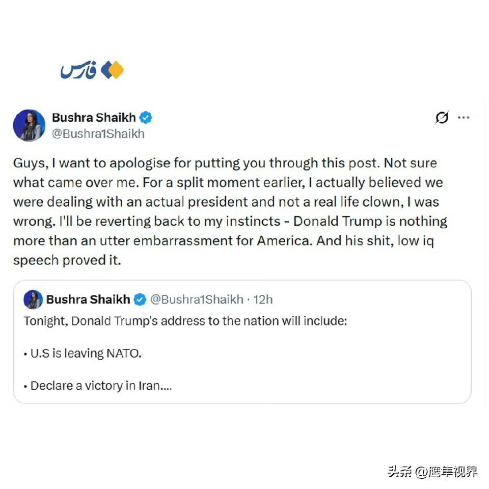 BBC 分析师布什里·谢赫：“我之前误判了特朗普演讲的重要性，我想为让你们参与预