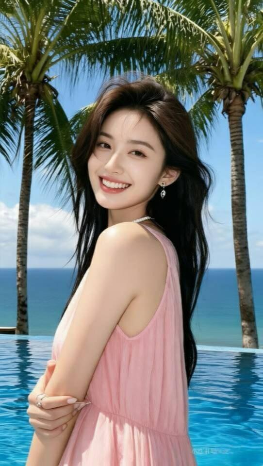 碧海潮生处，美人笑语间。