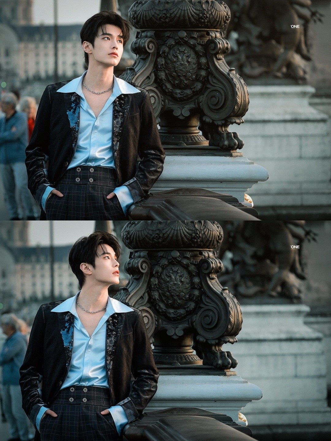 何与巴黎时装周外拍，欧巴好帅