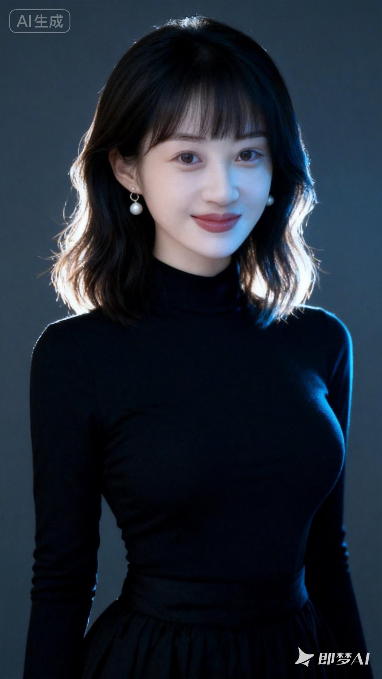 温柔甜美的女神，黑衣白肤，优雅迷人！