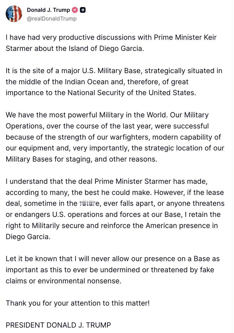 阿川：保留以军事手段确保和加强美国在迪戈加西亚的存在的权利。 前情：网页链接