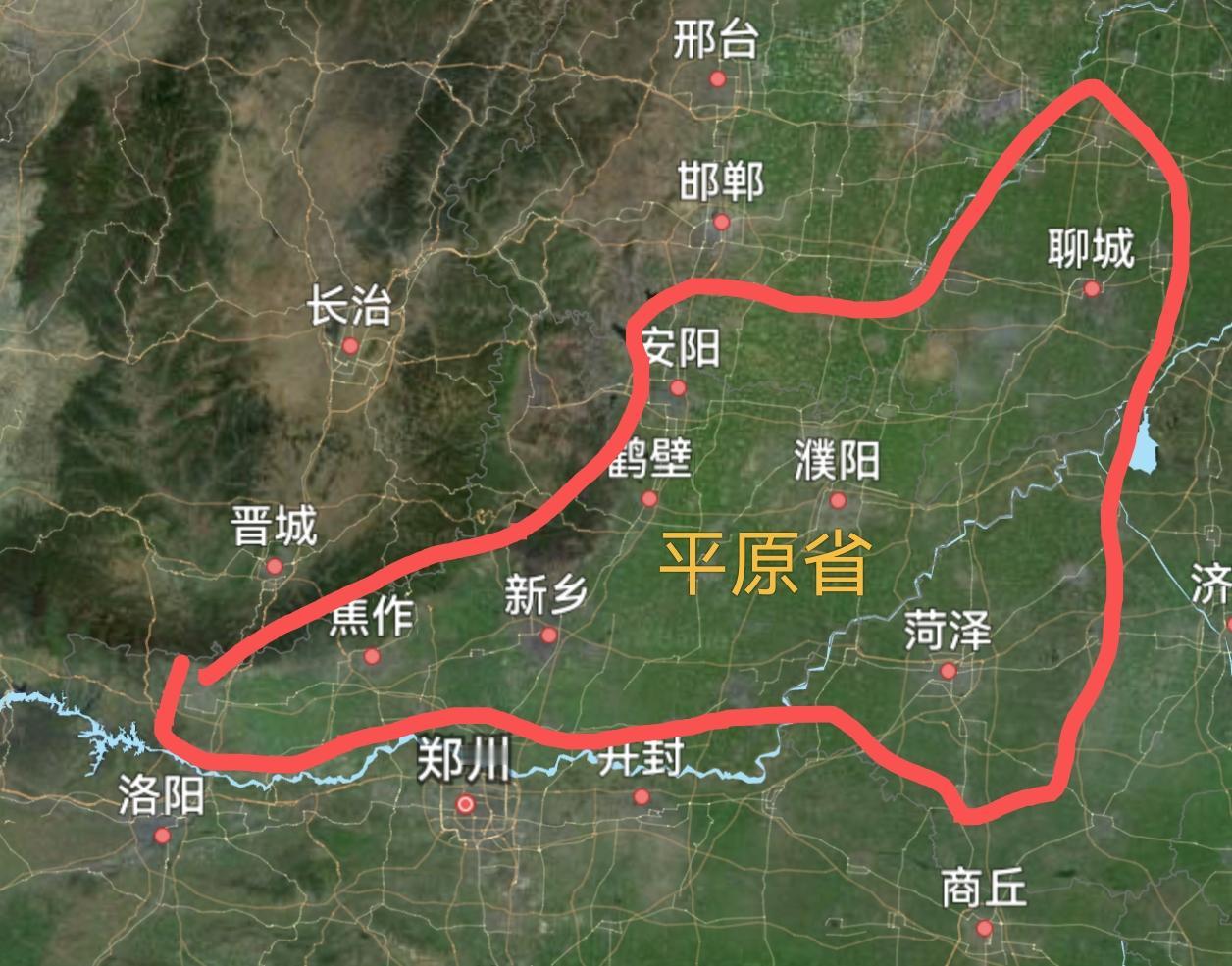 平原省，省会新乡，建立时间为1949年8月，撤销时间为1952年11月，面积约5