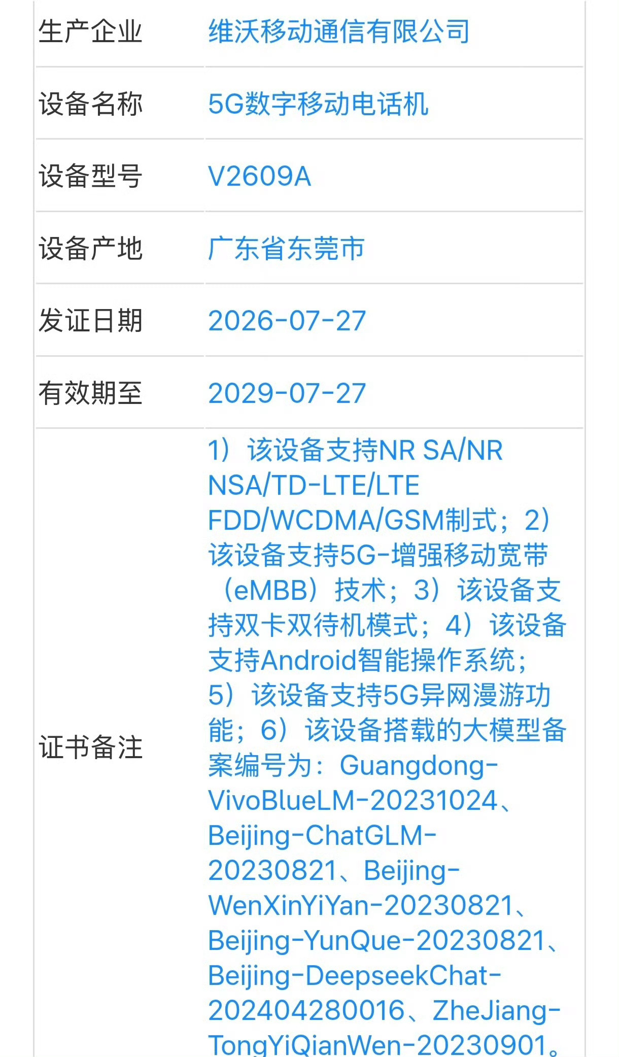 vivo X500系列新机入网了！？备案了大量AI大模型，有自研蓝心大模型、文心