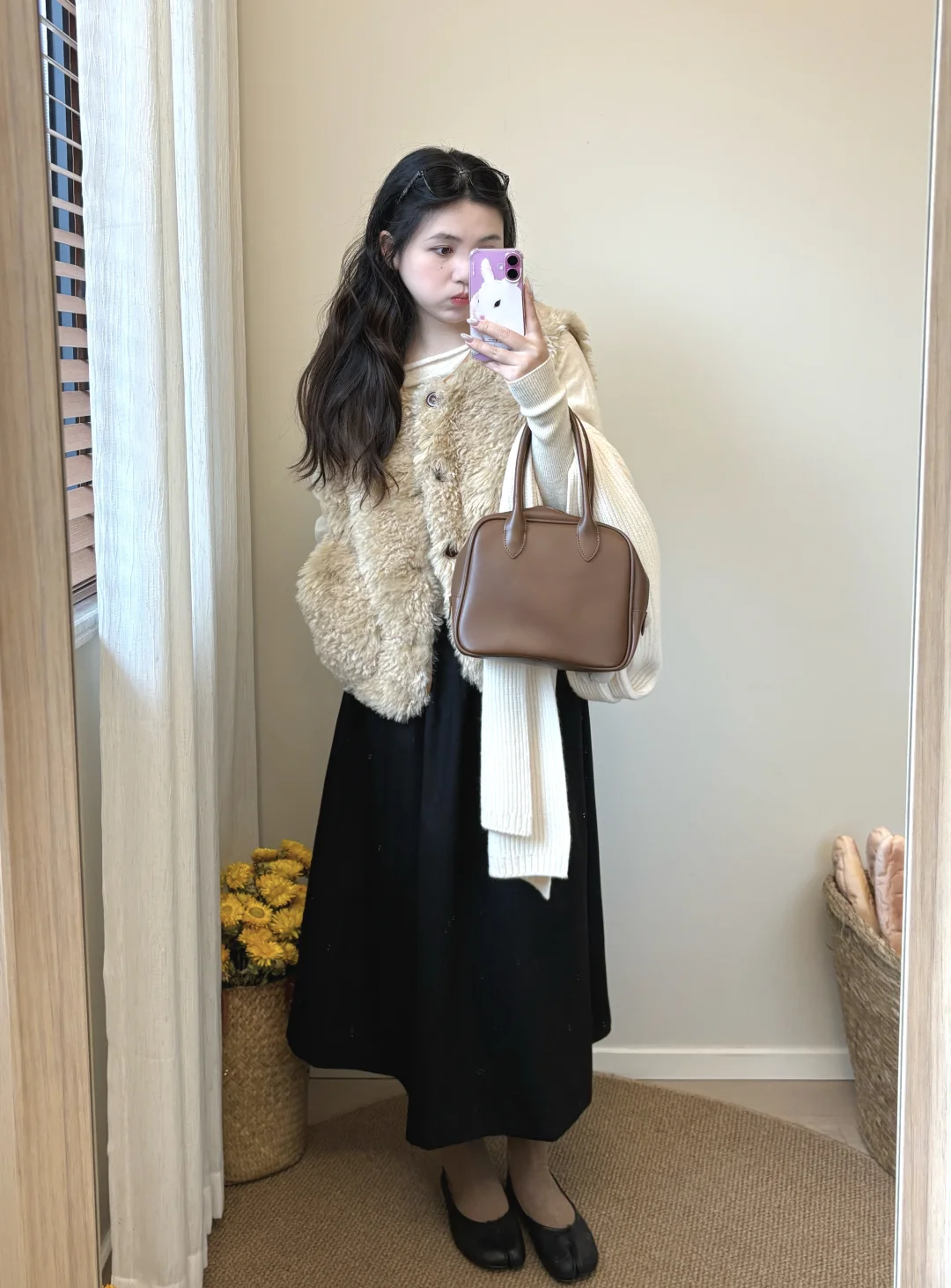 🤎冬天的毛毛马甲和小黑裙～