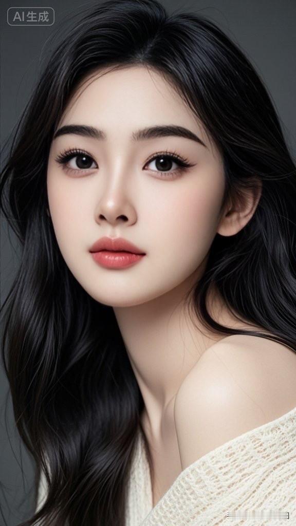 温柔黑发少女，花海中的梦幻之美