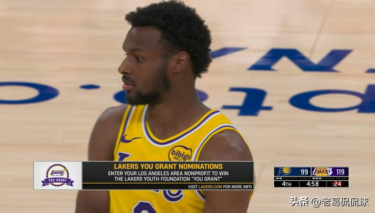 湖人新星布朗尼真是毫无存在感！虽然今天湖人在主场以128：117轻取步行者，但是