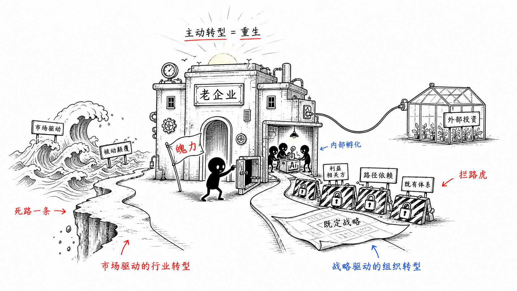 AI转型就两个路子①市场驱动的行业转型②战略驱动的组织转型现在企业大都很焦虑特别