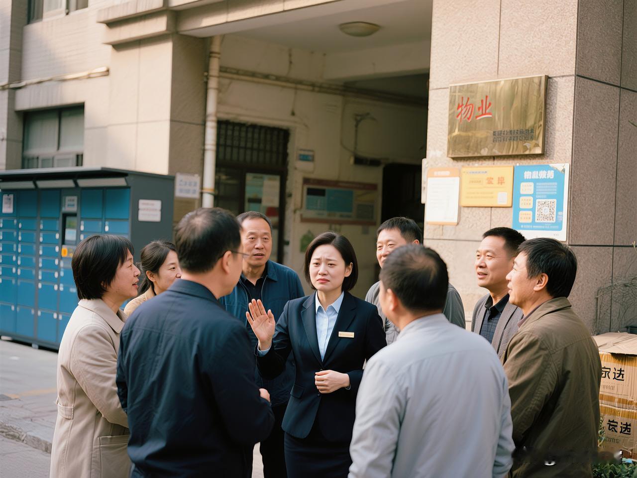 女经理被一堆人围在小区门口，吵吵闹闹像锅粥，有人问“是不是你们老板卷钱跑了？”有