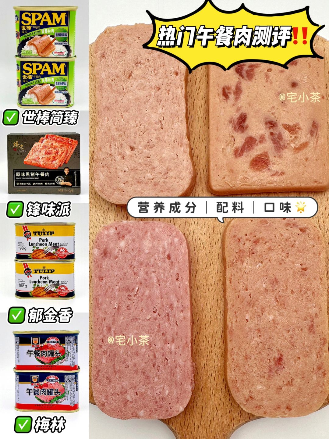 测了四款热门午餐肉…优质午餐肉怎么选⁉️