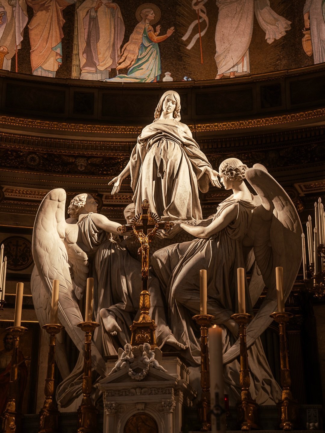 The high altar of La Madeleine in Paris,
