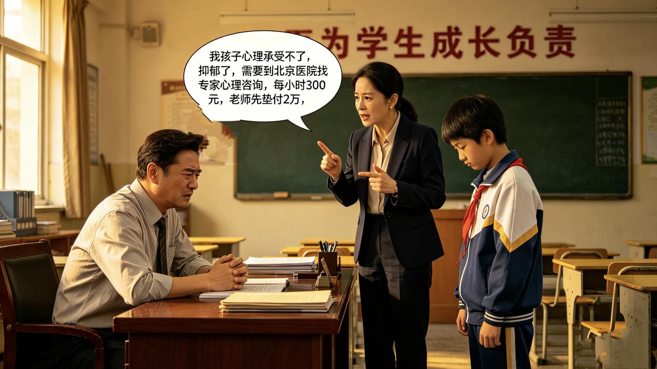 老师批评学生，家长说他孩子心理承受不了，抑郁了，需要到北京医院找专家进行心理咨询