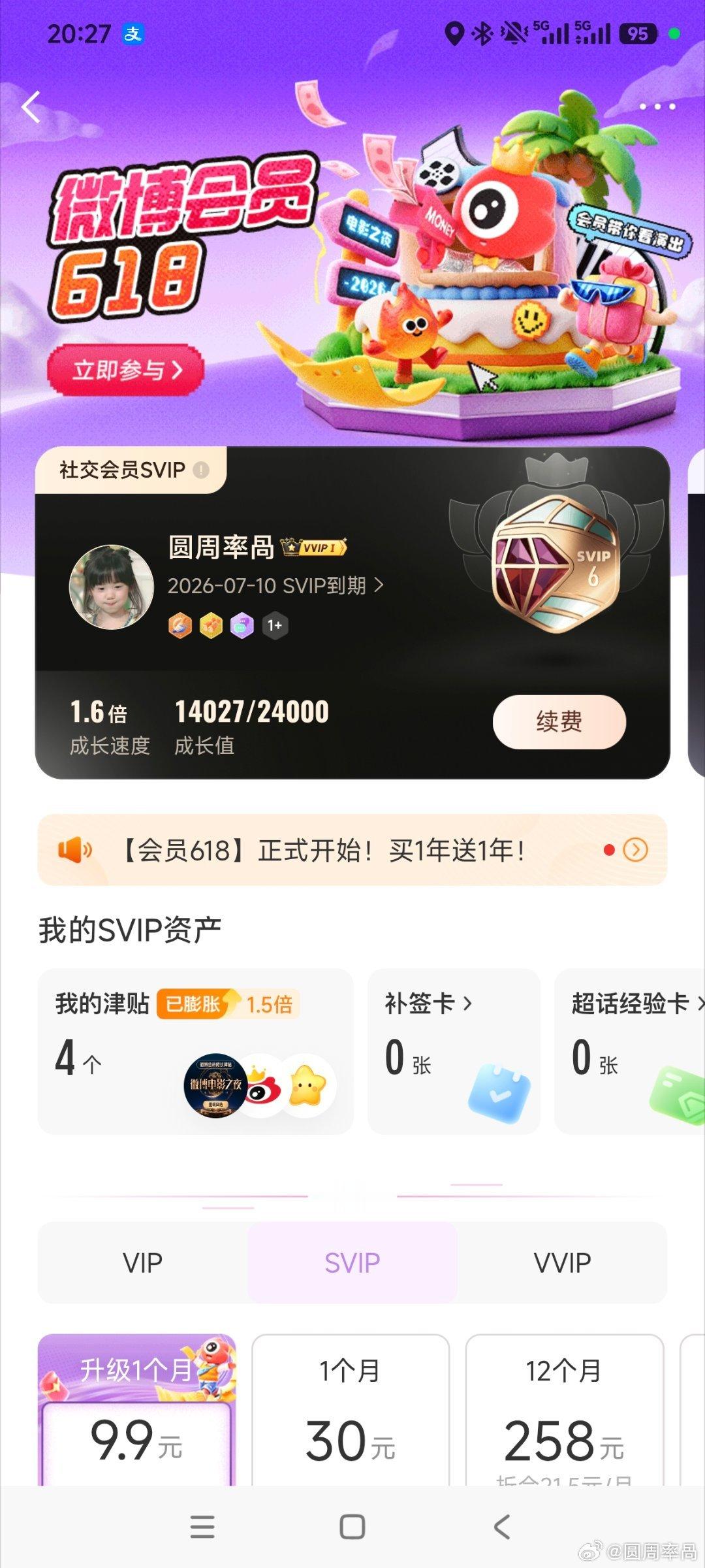女孩子铁不足所以它给我送的是svip 