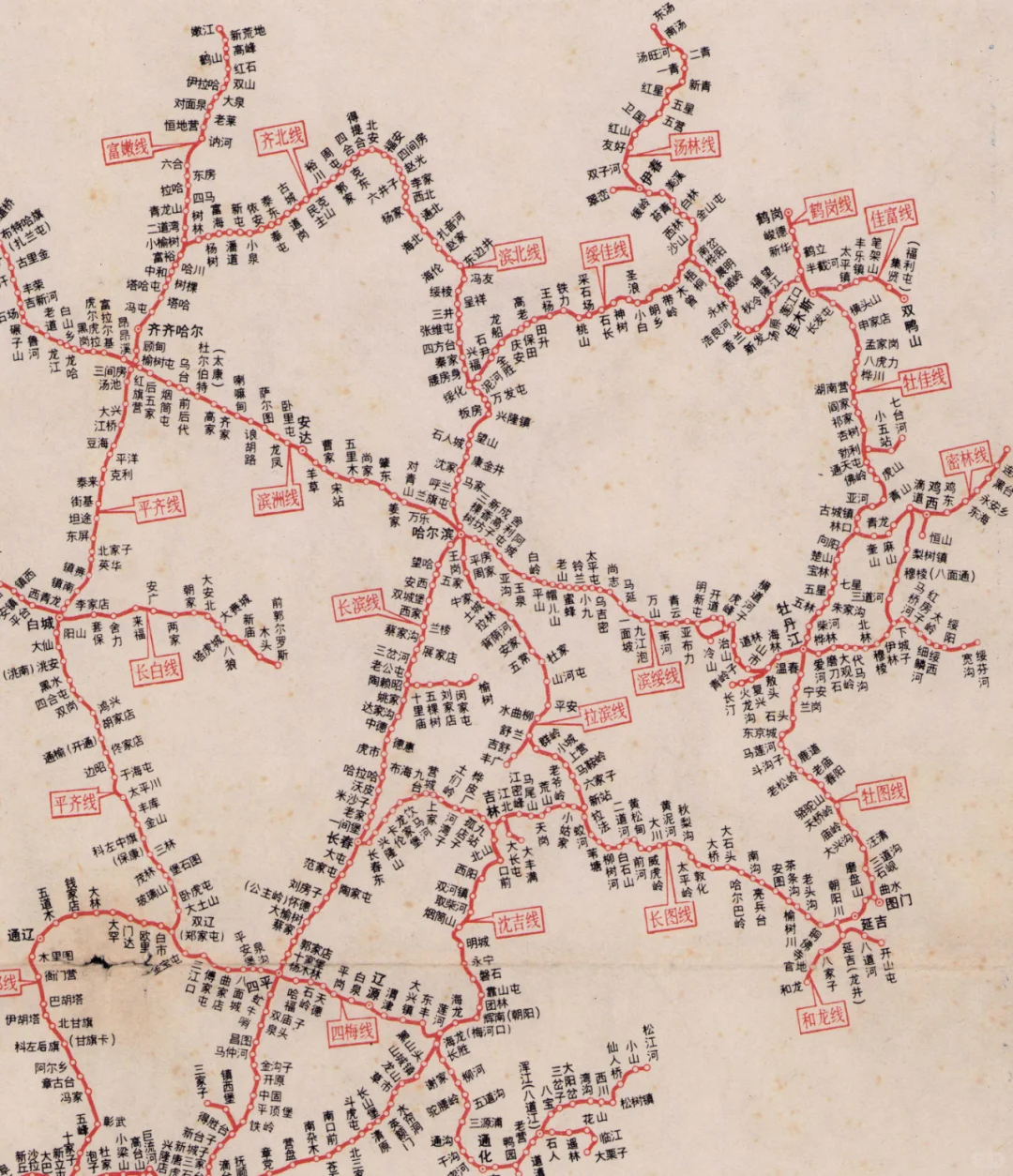 1966年中国铁路路线示意图