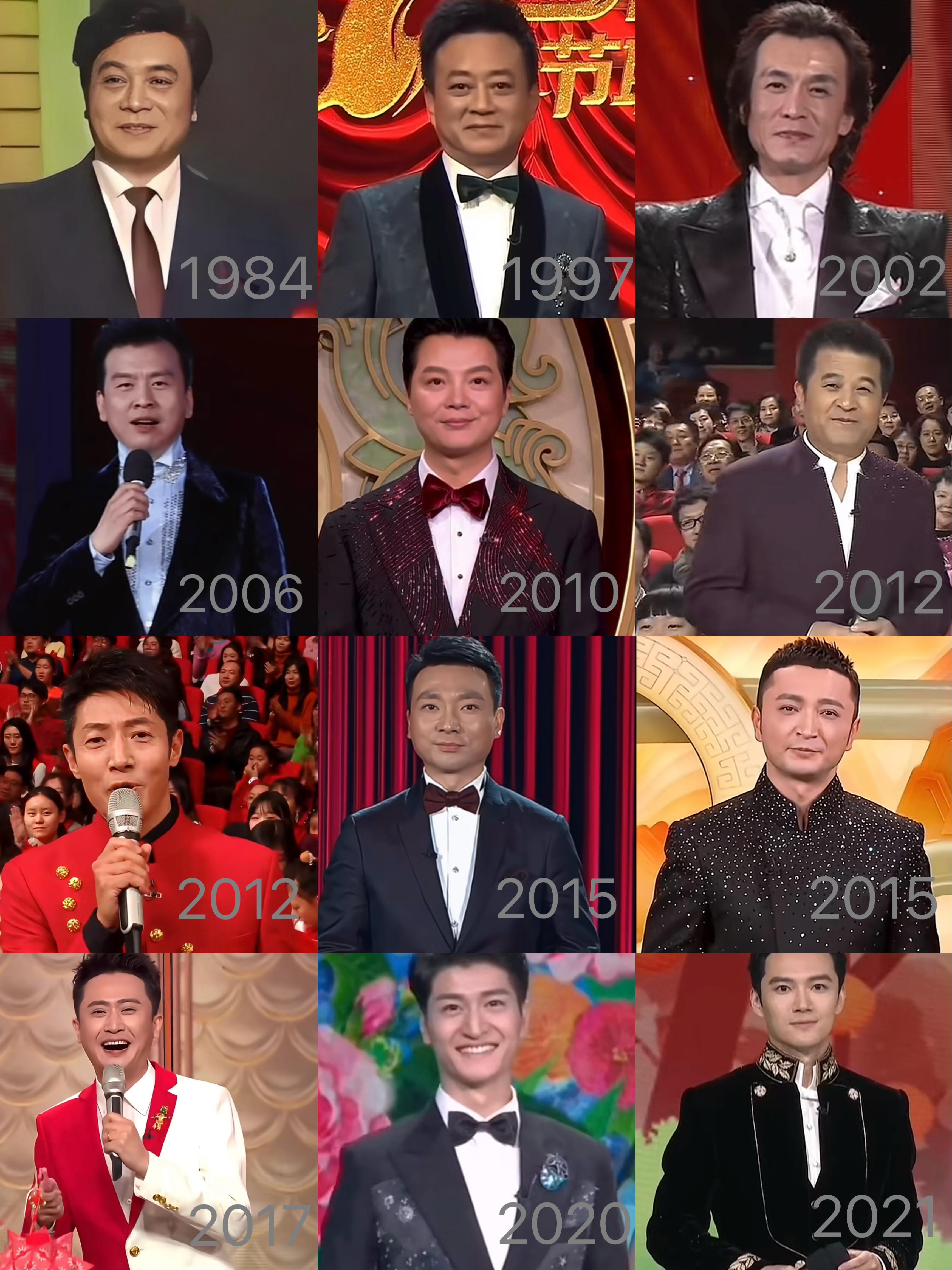 春晚历届男主持人年年岁岁花相似 岁岁年年人不同（第一行：赵忠祥 朱军 李咏 第二