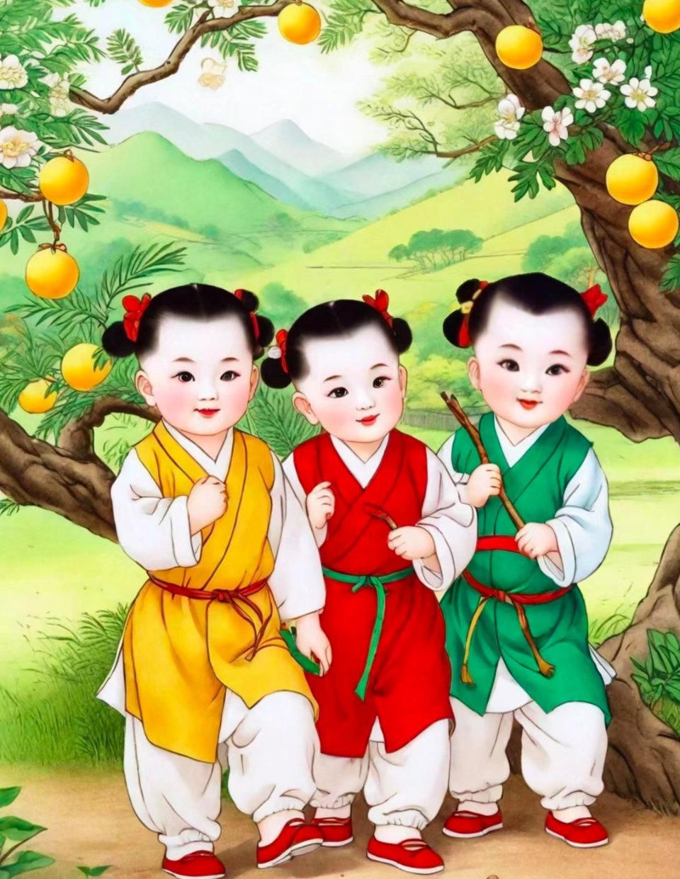 画中人物笑颜开,幸福生活乐无边。 ​​​