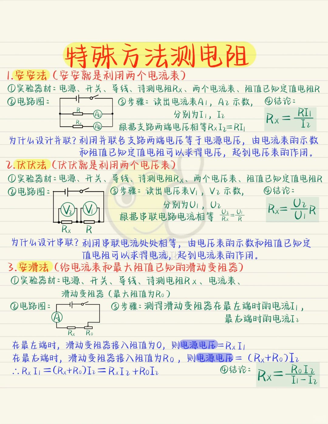 欧姆定律：特殊方法测电阻