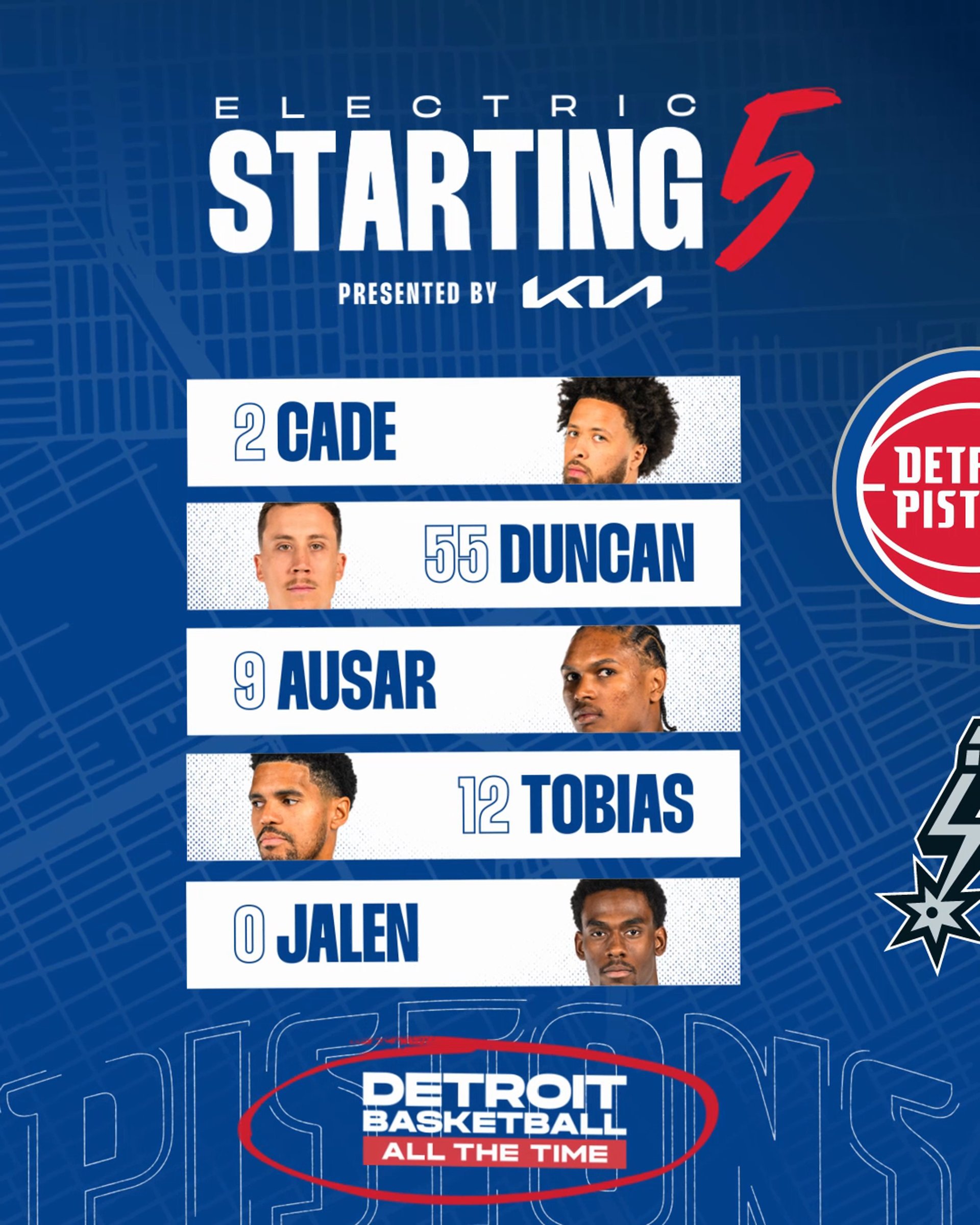 双方首发出炉！冲冲冲～活塞vs马刺