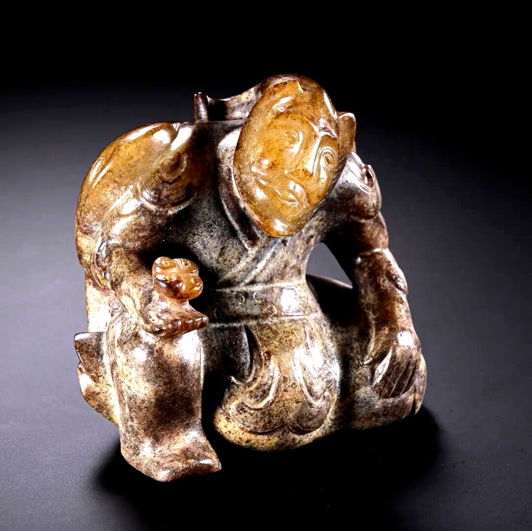 高古玉 汉代坐相羽人，背部生有翅膀…… 上海