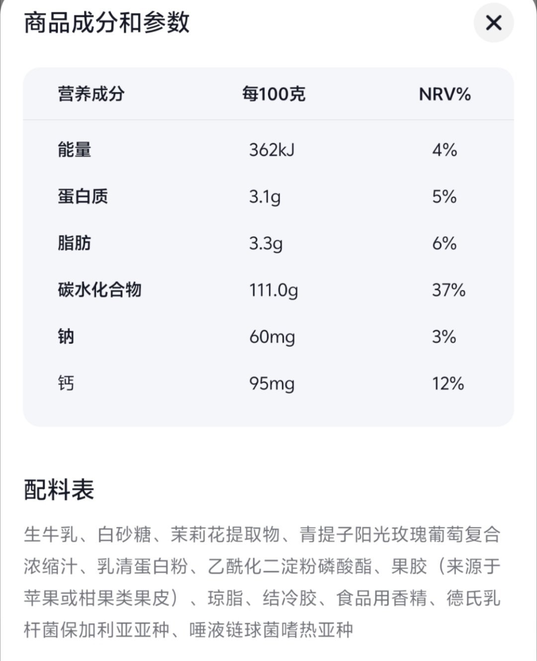 每100g碳水化合物111g我不知道你这个酸奶里加了什么 ​​​